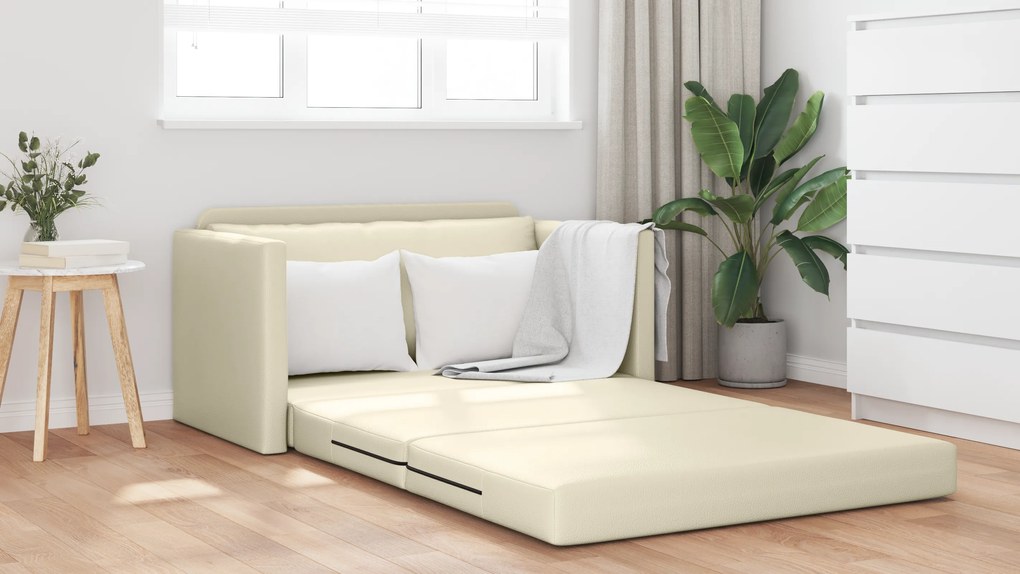 vidaXL Καναπές Κρεβάτι 2 σε 1 Κρεμ 124x71x78 cm Τεχνητό Δέρμα