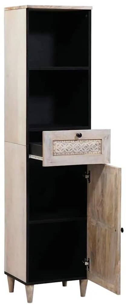 vidaXL Ντουλάπι Μπάνιου Λευκό 38 x 33.5 x 160 εκ Στερεό Ξύλο Μάνγκο