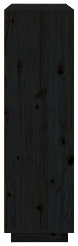 vidaXL Ντουλάπι Ψηλό Μαύρο 110,5x35x117 εκ. από Μασίφ Ξύλο Πεύκου