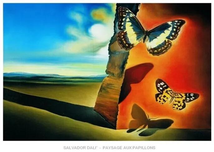 Εκτύπωση έργου τέχνης Salvador Dali - Paysage Aux Papillons, Salvador Dalí, (70 x 50 cm)