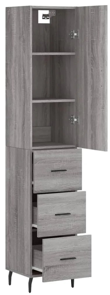 vidaXL Μπουφές Sonoma Γκρι 34,5 x 34 x 180 εκ. από Επεξεργασμένο Ξύλο
