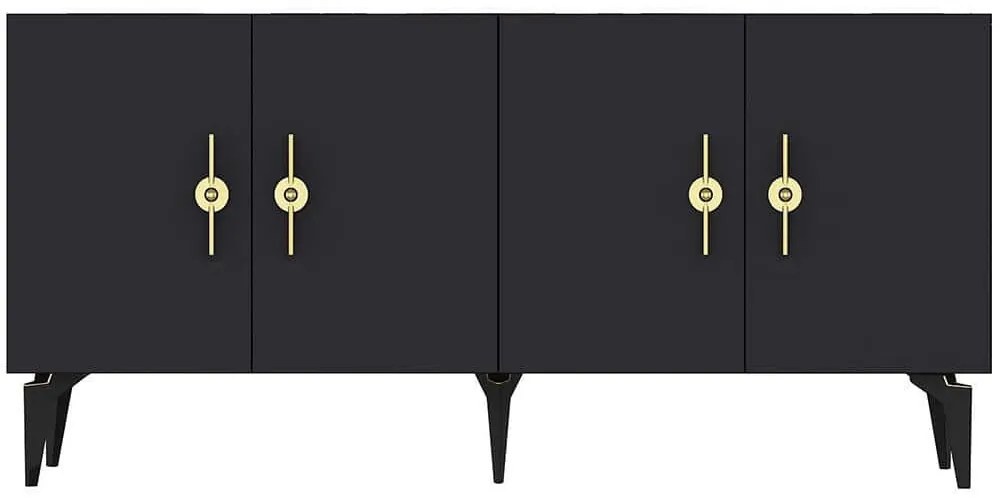 Μπουφές Zenit 475OLV2309 150x40x79cm Anthracite-Gold Particle Board, Melamine