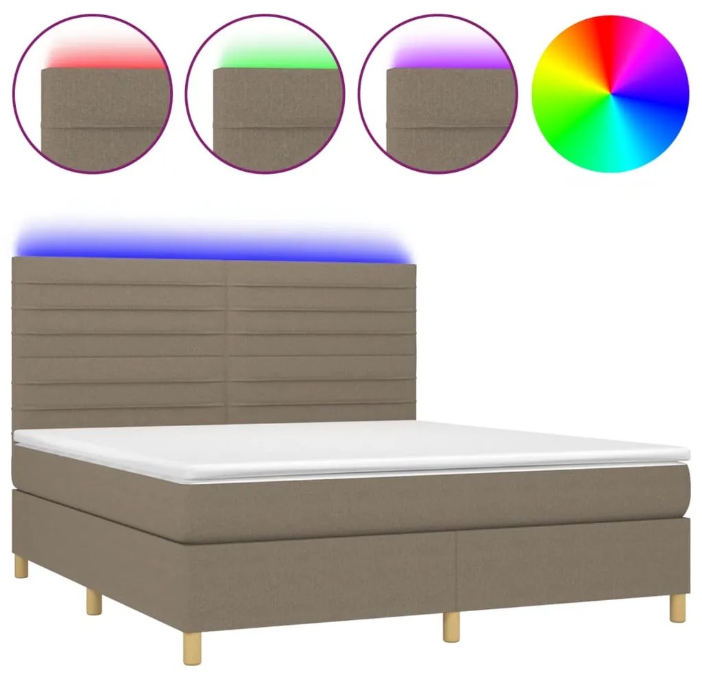 ΚΡΕΒΑΤΙ BOXSPRING ΜΕ ΣΤΡΩΜΑ &amp; LED TAUPE 180X200 ΕΚ. ΥΦΑΣΜΑΤΙΝΟ 3135537