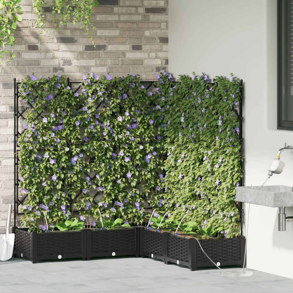 vidaXL Γλάστρες Κήπου 1 τεμ Καφασωτό Μαύρο 120 x 120 x 126 cm Πλαστικό