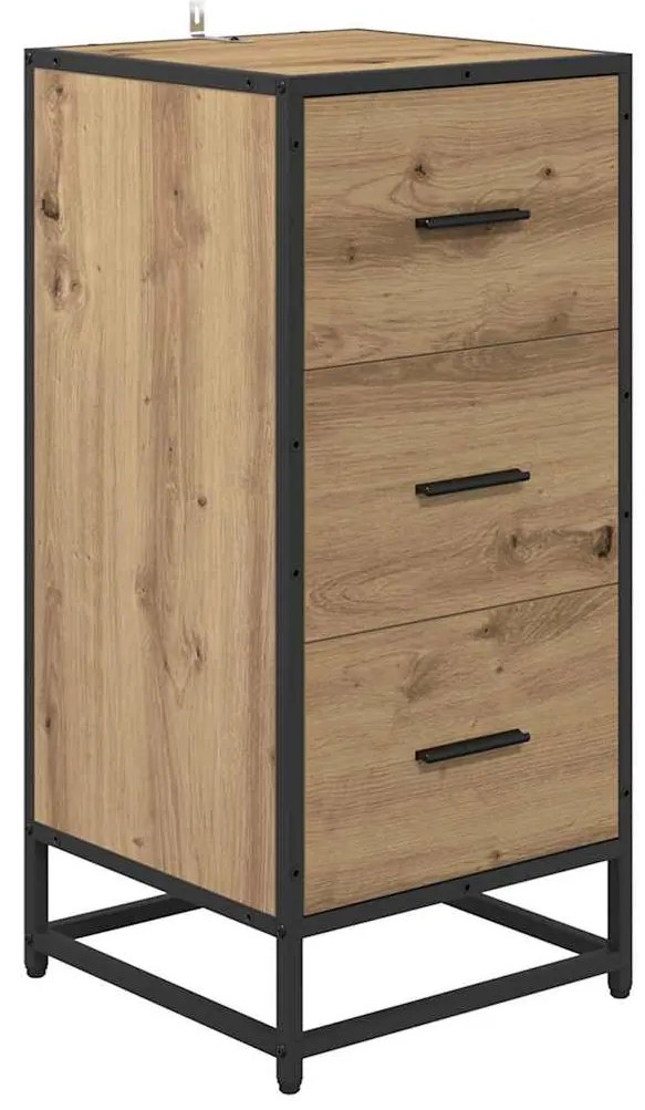 vidaXL Πλαϊνό γραφείο με συρτάρι artisan δρυς 35.5 x 35 x 76 εκ