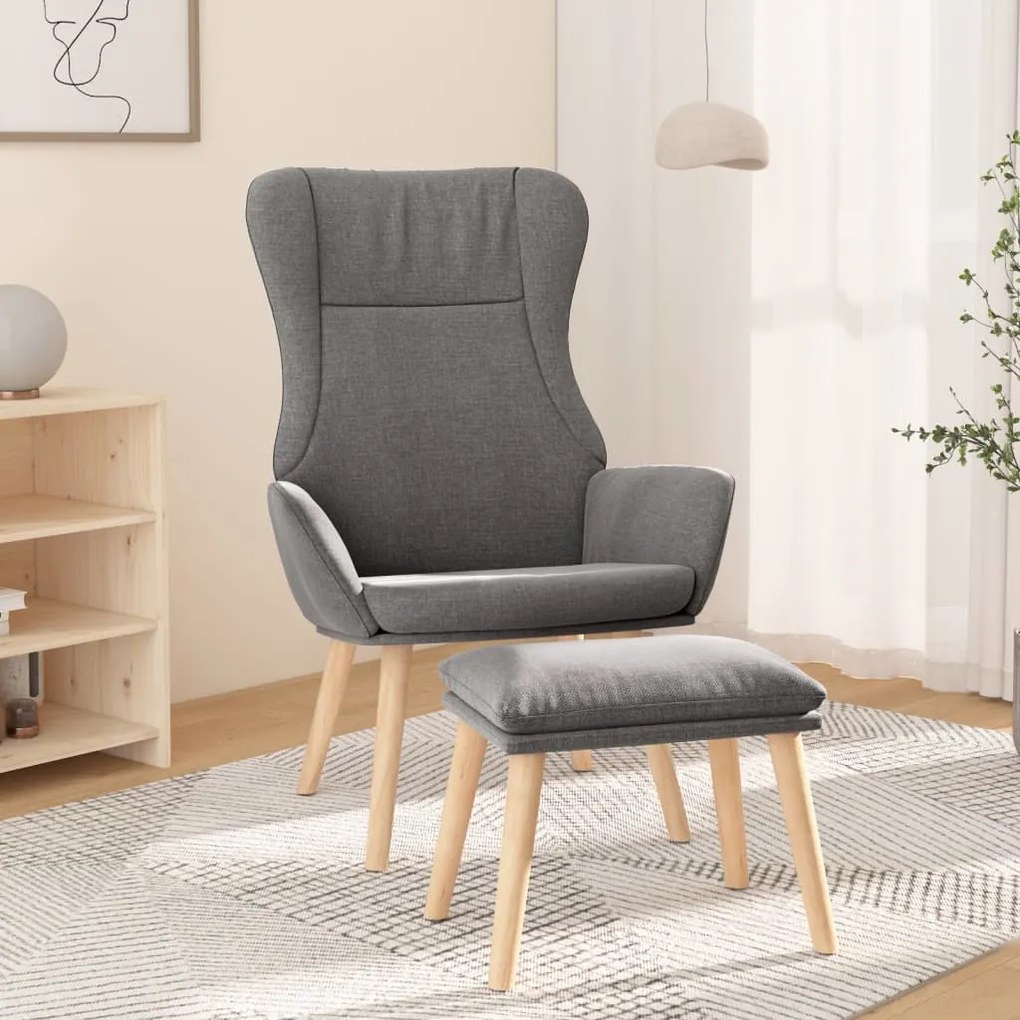 vidaXL Πολυθρόνα Relax Ανοιχτό Γκρι Υφασμάτινη με Υποπόδιο
