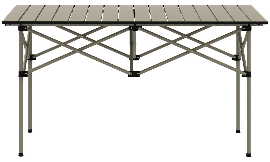 Outsunny Τραπέζι κάμπινγκ Αναδιπλούμενο τραπέζι με ρολό επιφάνεια τραπεζιού Τραπέζι κήπου από αλουμίνιο 2 άτομα 95 x 55cm Χακί