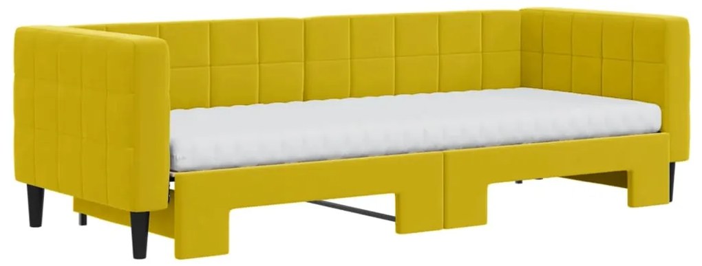 vidaXL Καναπές Κρεβάτι Συρόμενος Κίτρινο 80x200εκ. Βελούδινος Στρώματα