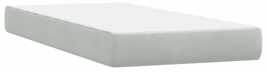 Κρεβάτι Boxspring με Στρώμα Ανοιχτό Γκρι 80x210 εκ. Βελούδινο - Γκρι