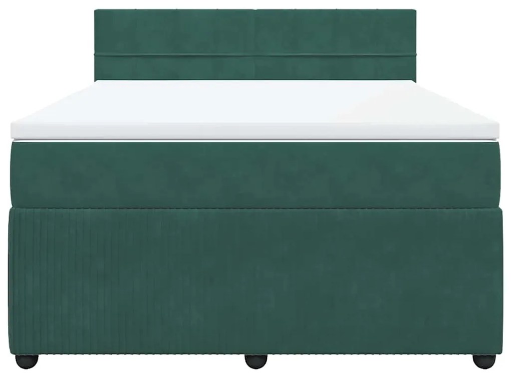 vidaXL Κρεβάτι Boxspring με Στρώμα Σκούρο Πράσινο 160x200εκ. Βελούδινο
