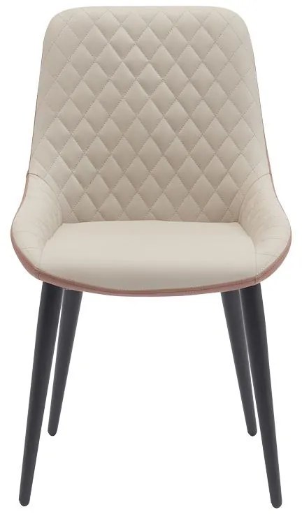 Καρέκλα Komme μπεζ-καφέ pu με πόδι μαύρο μέταλλο 49x57x84εκ 49x57x84 εκ.