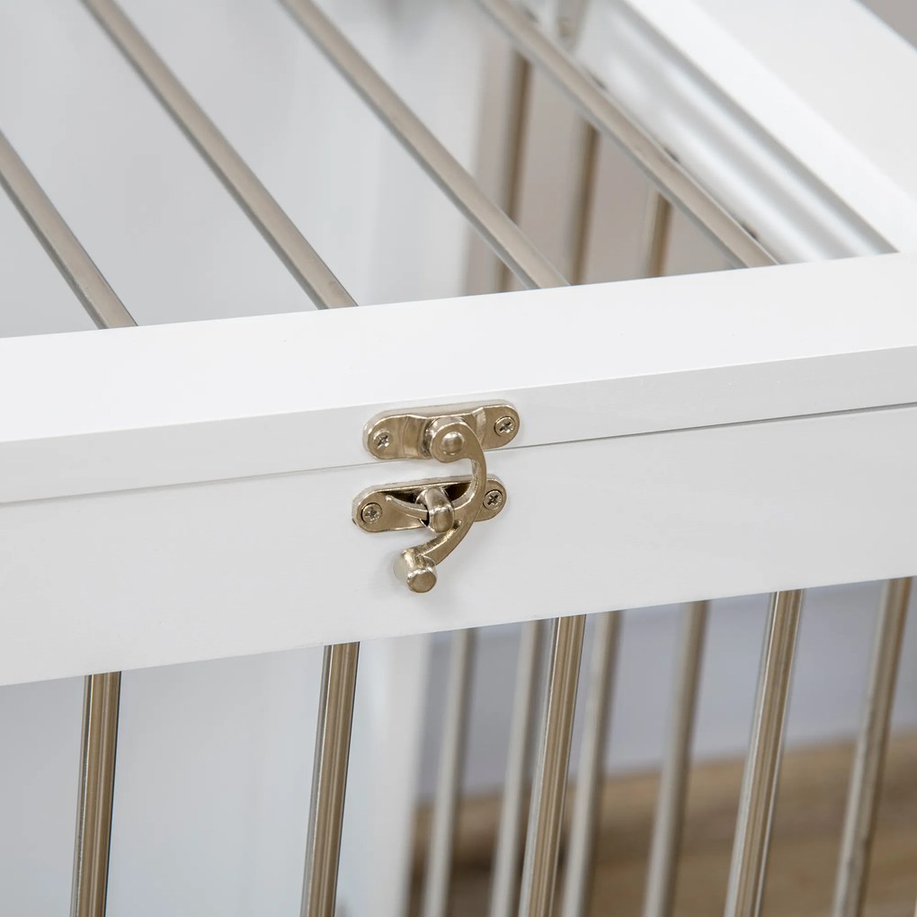 PawHut Κλουβί για σκύλους με 2 πόρτες, Κλουβί μεταφοράς σκύλων, Κλειδωμένο, Ατσάλινο πλέγμα, 80 x 50 x 56,5 cm, Λευκό + Ασημί