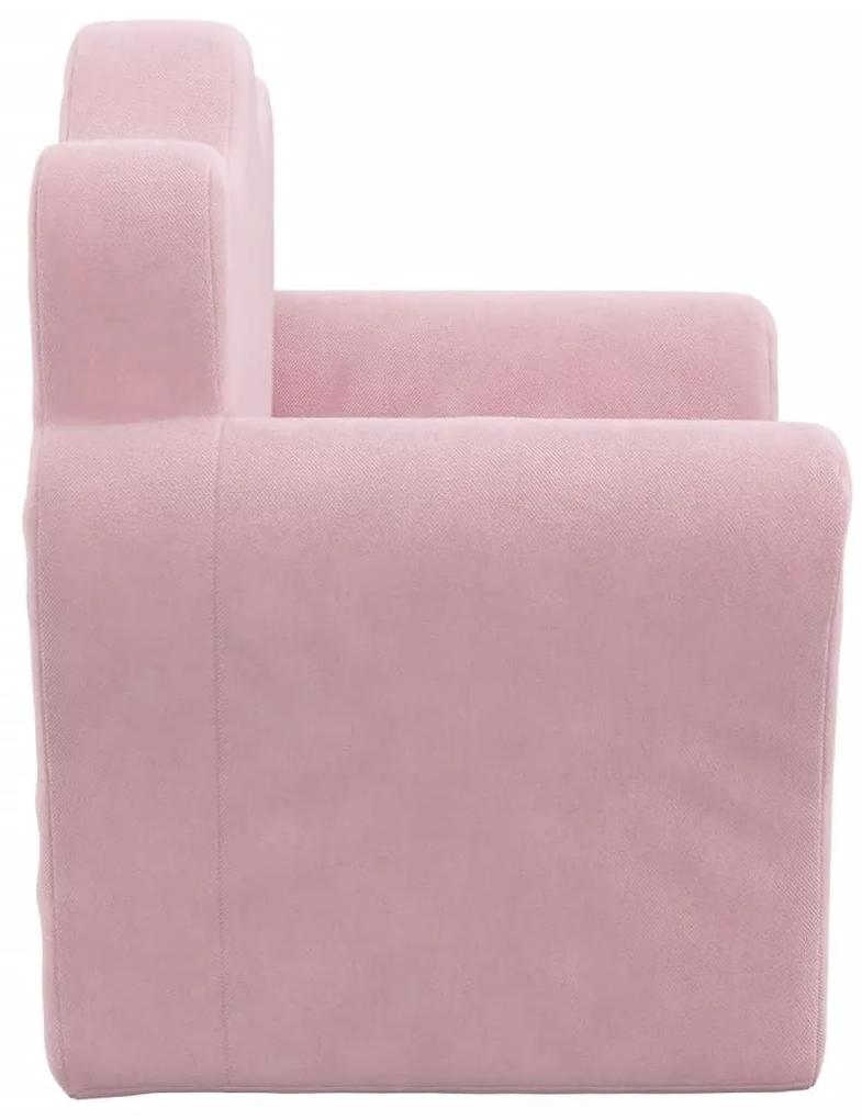 Καναπές Παιδικός Ροζ από Μαλακό Βελουτέ Ύφασμα - Ροζ