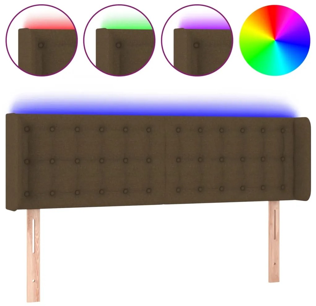 vidaXL Κεφαλάρι Κρεβατιού LED Σκούρο Καφέ 147x16x78/88 εκ. Υφασμάτινο
