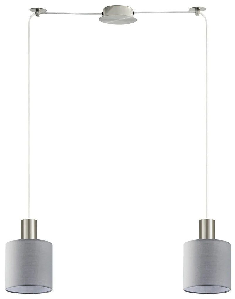 SE21-NM-4-NM2-SH2 ADEPT TUBE Nickel Matt Pendant Grey Fabric Shade+ HOMELIGHTING 77-8424