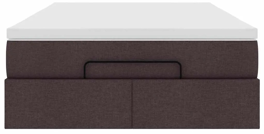 vidaXL Ottoman Κρεβάτι με Στρώμα Σκούρο Καφέ 120x200cm Ύφασμα