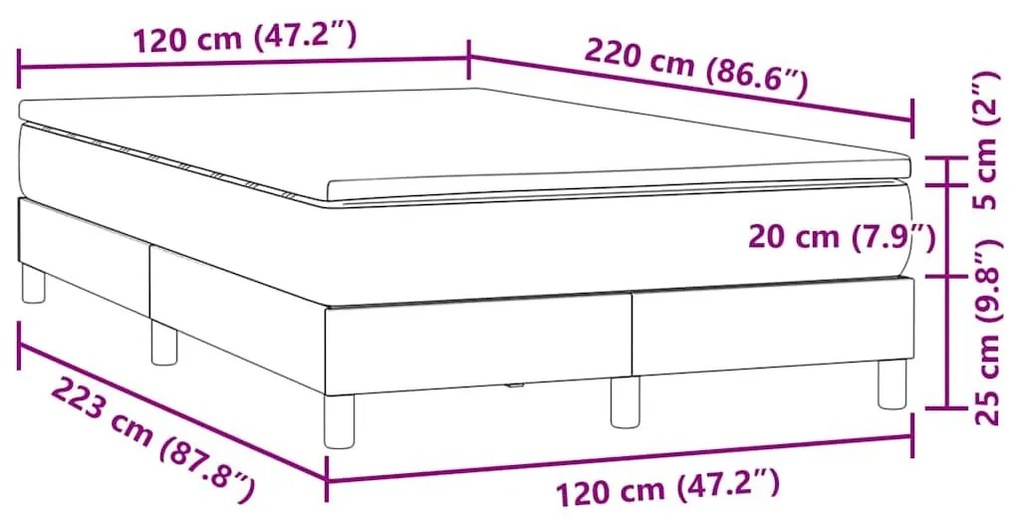 Box Spring Κρεβάτι με στρώμα Μαύρο 120x220 cm Βελούδινο - Μαύρο