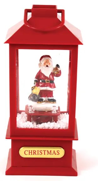 "PLASTIC SNOWY MUSIC SANTA LANTERN", 2 MINI LED ΛΑΜΠΑΚ. WW, ΜΠΑΤ. (3ΑAΑ),IP20, 10Χ10Χ20CM ACA X0721106B