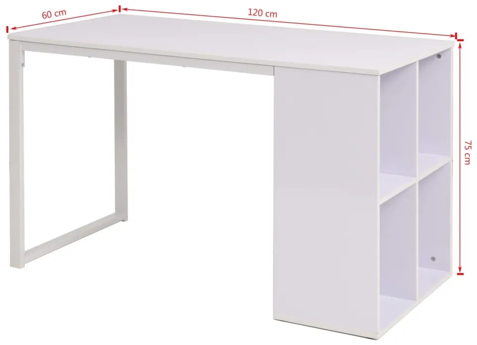 vidaXL Γραφείο Λευκό 120 x 60 x 75 εκ.