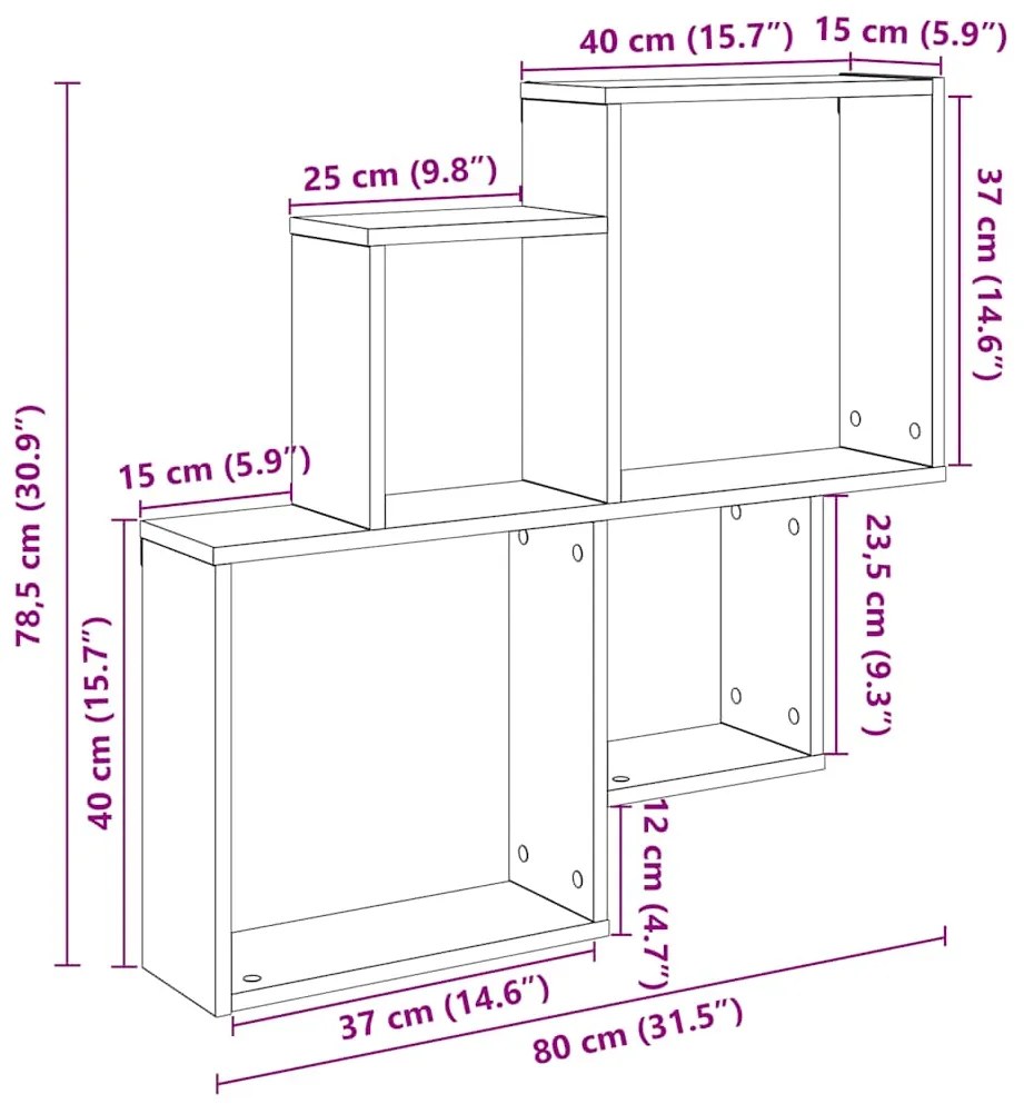 Ράφι τοίχου Artisan Oak 80x15x78,5 cm Κατασκευασμένο ξύλο - Καφέ