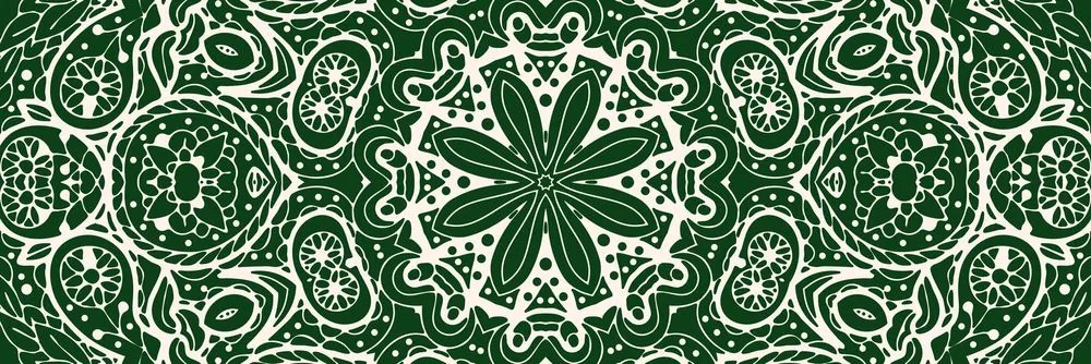 Εικόνα λευκό Mandala σε πράσινο φόντο - 120x40