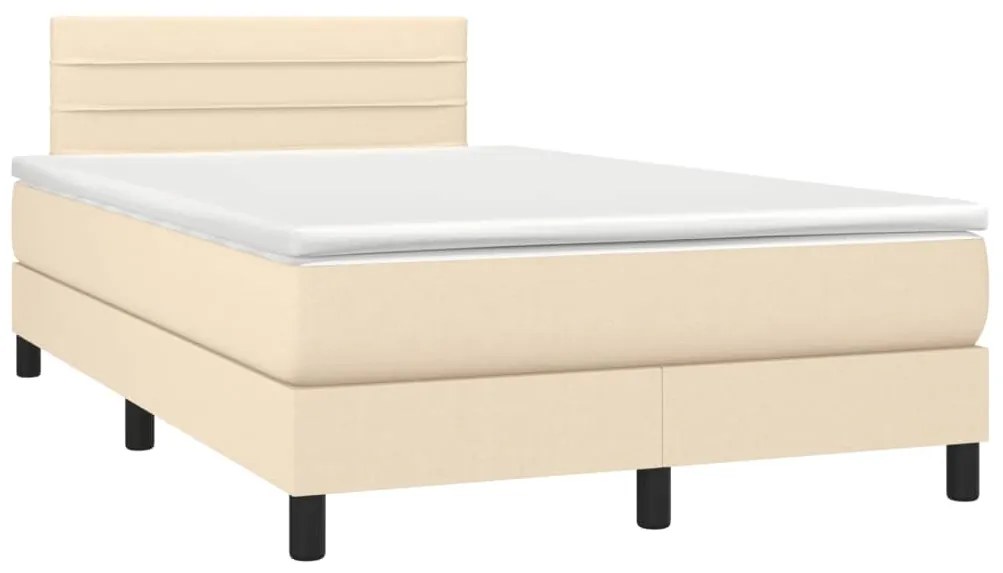 Κρεβάτι Boxspring με Στρώμα Κρεμ 120x190 εκ. Υφασμάτινο - Κρεμ