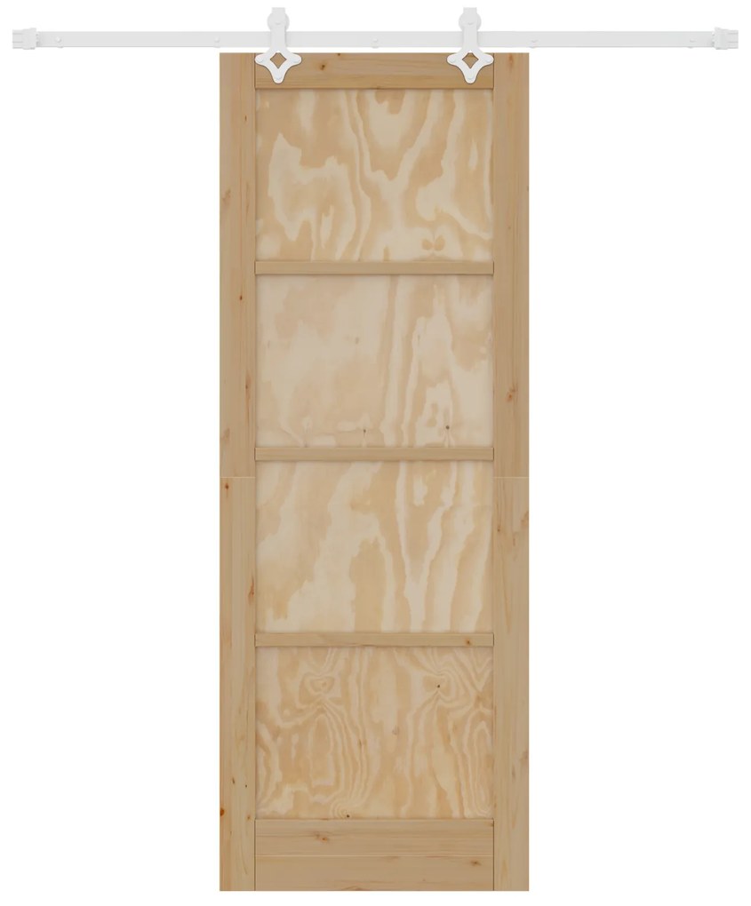 vidaXL Συρόμενη Πόρτα με Σετ Εξαρτημάτων 78x211 cm Συμπαγές Ξύλο Πεύκο