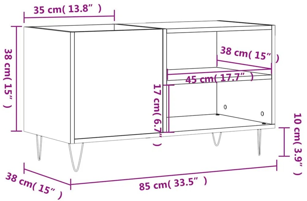 Δισκοθήκη Μαύρη 85 x 38 x 48 εκ. από Επεξεργασμένο Ξύλο - Μαύρο