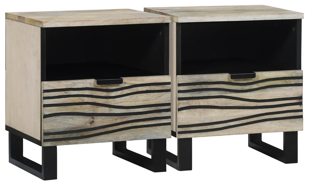 vidaXL Κομοδίνα με συρτάρι 2 pcs Λευκό και μαύρο 40 x 33 x 46 εκ.