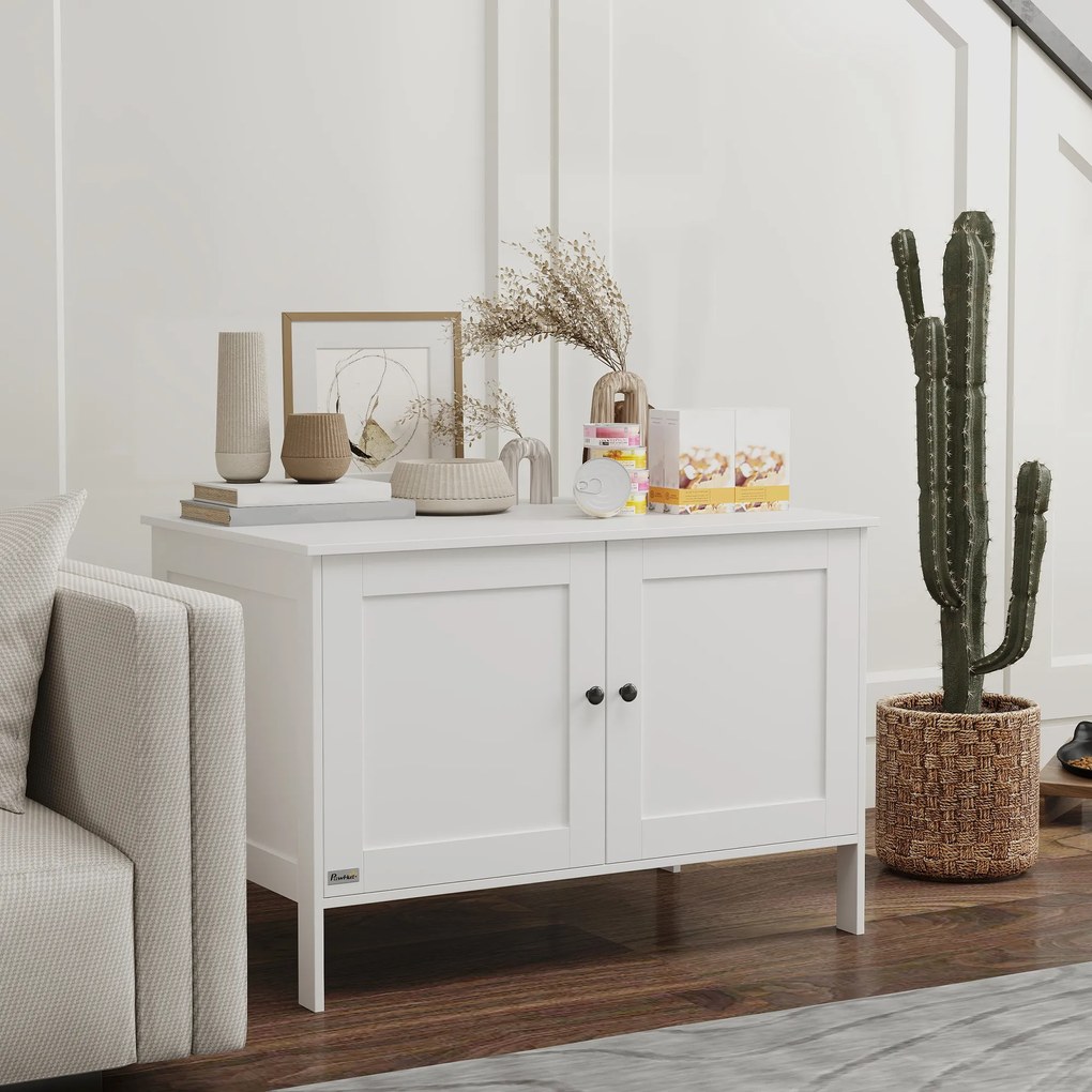 Ντουλάπι για γατο-τουαλέτα, σπίτι για γάτες με πόρτα, διαχωριστικό, γατο-τουαλέτα για μεγάλες γάτες 80 x 51 x 54 εκ., Λευκό