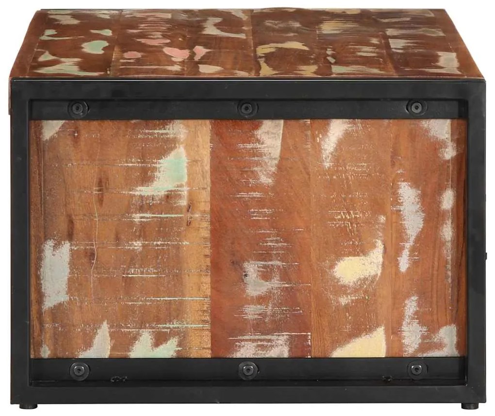 Τραπεζάκι σαλονιού πολύχρωμο 90x50x36cm Ξύλο μασίφ αναγεννημένο - Πολύχρωμο