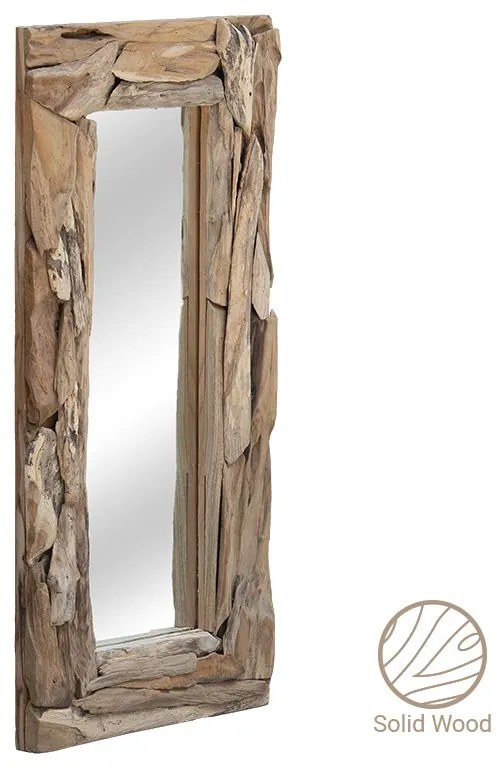 Καθρέπτης Areli pakoworld μασίφ ξύλο φυσικό 40x6x80εκ