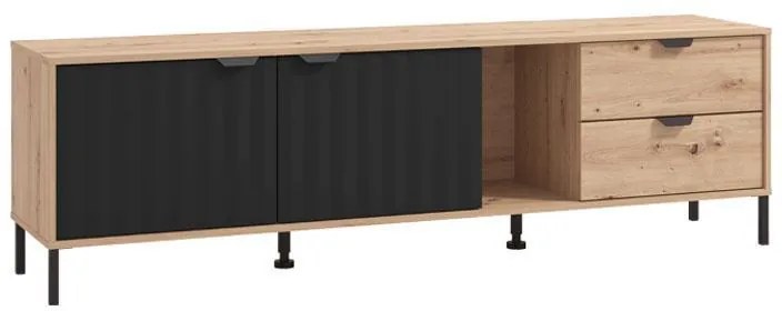 Έπιπλο Τηλεόρασης Vandea 4K2F2V Artisan Oak - Μαύρο Μάτ 183x40x54 εκ. 183x40x54 εκ.