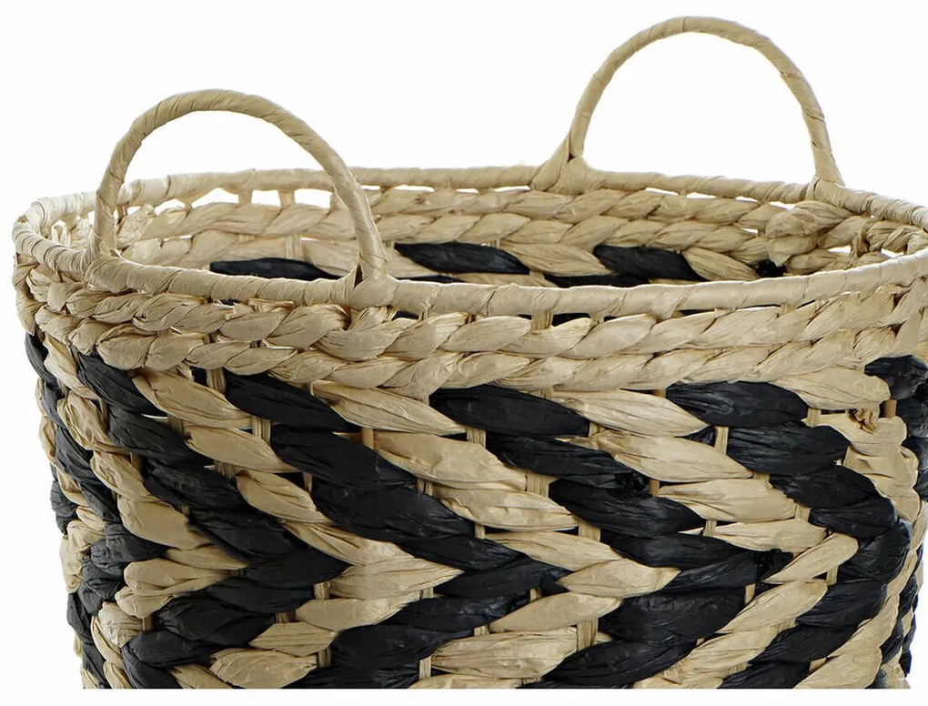 Σετ Καλαθιών DKD Home Decor Μαύρο Ανοιχτό καφέ Φυσική ίνα (3 Τεμάχια) (3 Μονάδες)