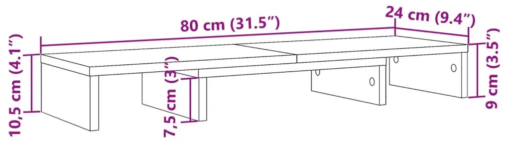 Βάση Οθόνης Ρυθμιζ. Γκρι Σκυρ. 80x24x10,5 εκ. Επεξεργ. Ξύλο - Γκρι