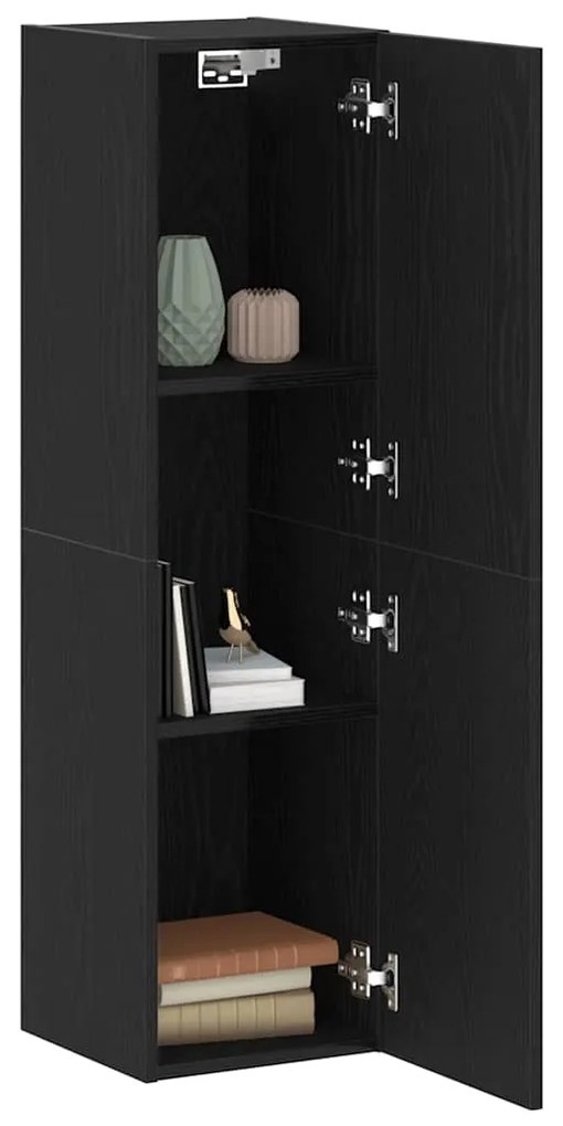 vidaXL Τηλεοπτική Κάβα Τοίχου Επιτοίχιο Μαύρη Οξυά 30,5 x 30 x 110 εκ.