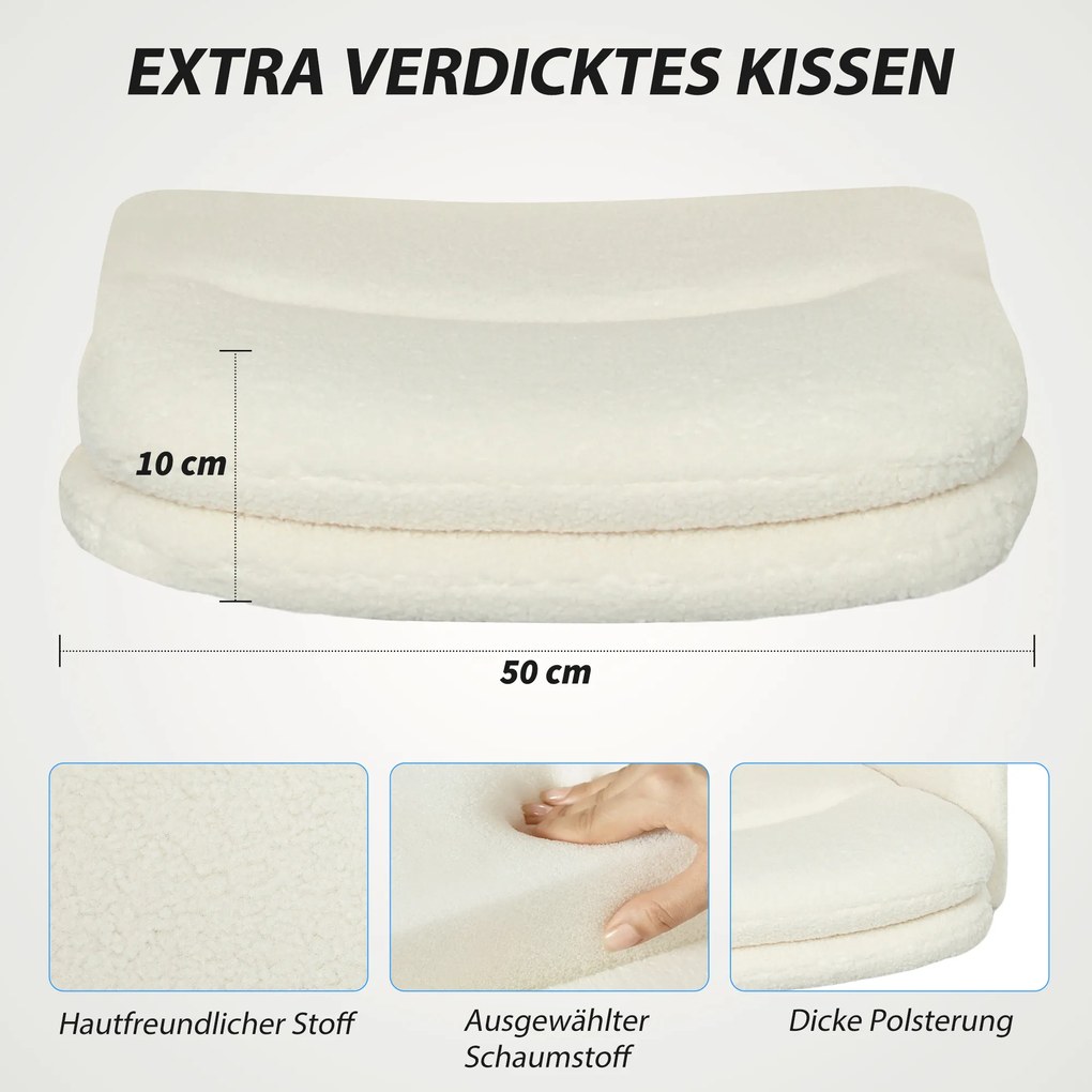 HOMCOM Κινητή καρέκλα γραφείου με κάλυμμα από ύφασμα, μπράτσο, 5 τροχούς, περιστρεφόμενη, Κρεμ Λευκό