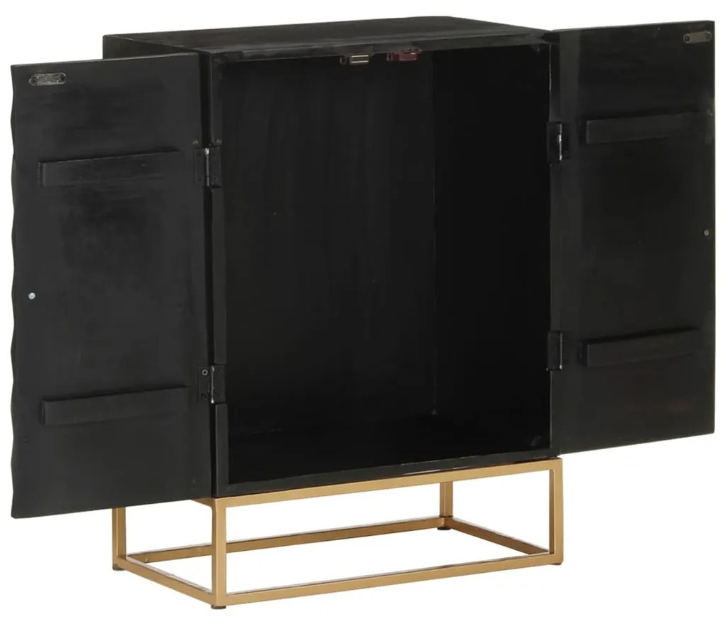 vidaXL Ντουλάπι Μαύρο 55x34x75 εκ. από Μασίφ Ξύλο Μάνγκο και Σίδηρο