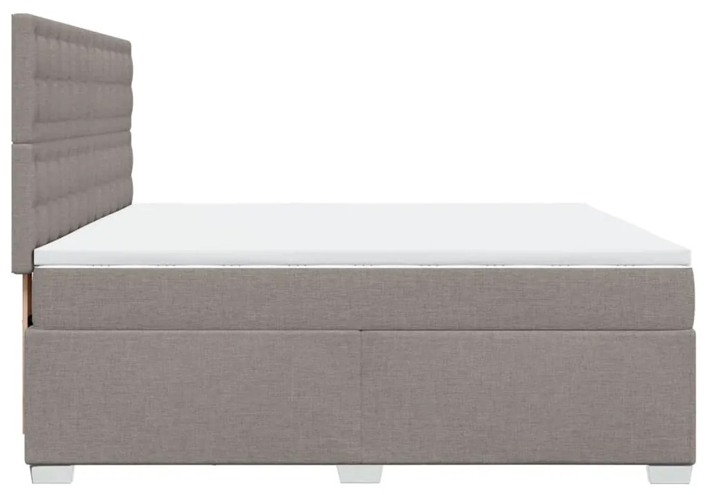 Κρεβάτι Boxspring με Στρώμα Taupe 200x200 εκ. Υφασμάτινο - Μπεζ-Γκρι