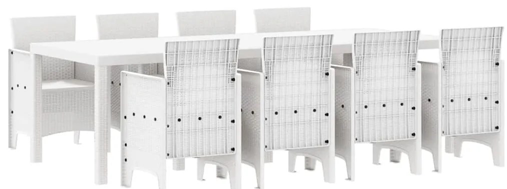 vidaXL Σέτ φαγητού για κήπο 9 pcs Ανοιχτό γκρι Rattan Polt