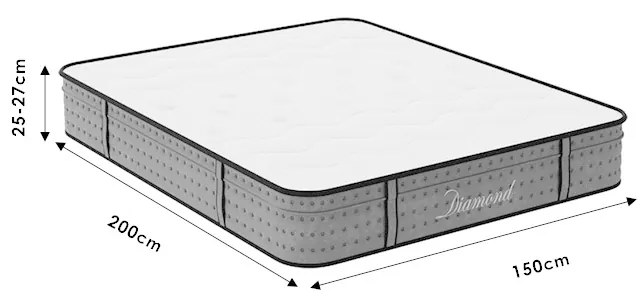 Στρώμα Diamond pakoworld pocket spring+gel memory foam 25-27cm 150x200εκ