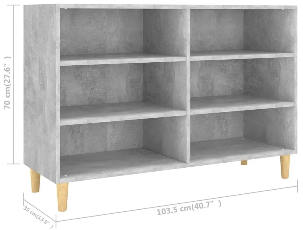 Ραφιέρα Γκρι Σκυροδέματος 103,5 x 35 x 70 εκ. από Επεξεργ. Ξύλο - Γκρι