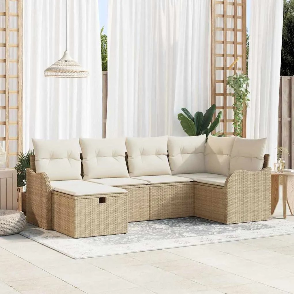 vidaXL Σετ Καναπέ Κήπου 6 pcs μπεζ και κρεμ 232.5 x 122.5 x 85 εκ