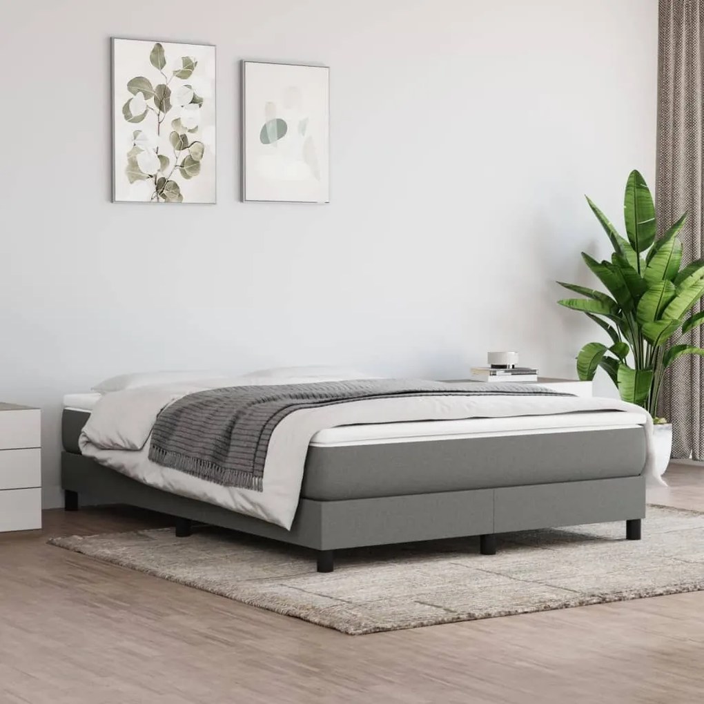 vidaXL Κρεβάτι Boxspring με Στρώμα Σκούρο Γκρι 160x200 εκ Υφασμάτινο