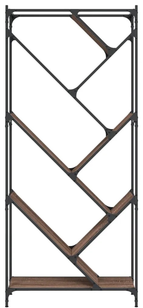 vidaXL Βιβλιοθήκη Καφέ Δρυς 79x30x180 εκ. Επεξεργ. Ξύλο &amp; Μέταλλο