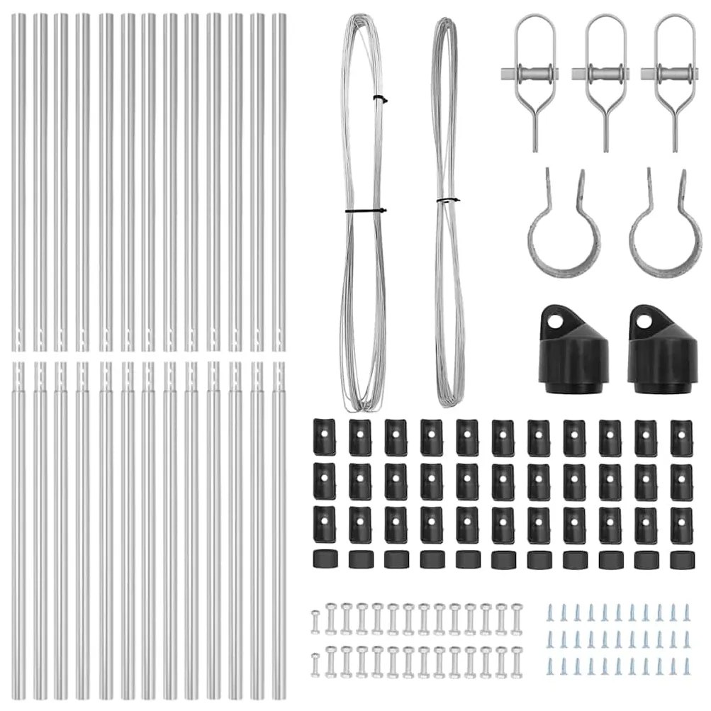 vidaXL Πό posts φράχτη 13 pcs Ασημί Ø32mm 200 cm Γαλβανισμένος χάλυβας