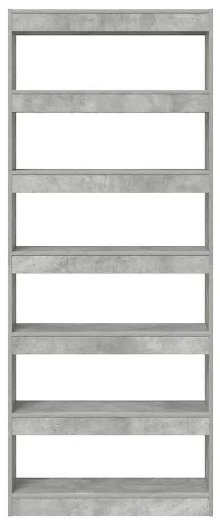 vidaXL Βιβλιοθήκη Σκυρόδεμα Γκρι 80 x 30 x 198 εκ Επεξεργασμένο ξύλο