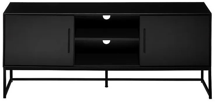 Τραπέζι Tv Riverton 432, Μαύρο, Με πόρτες, 130x55x40cm