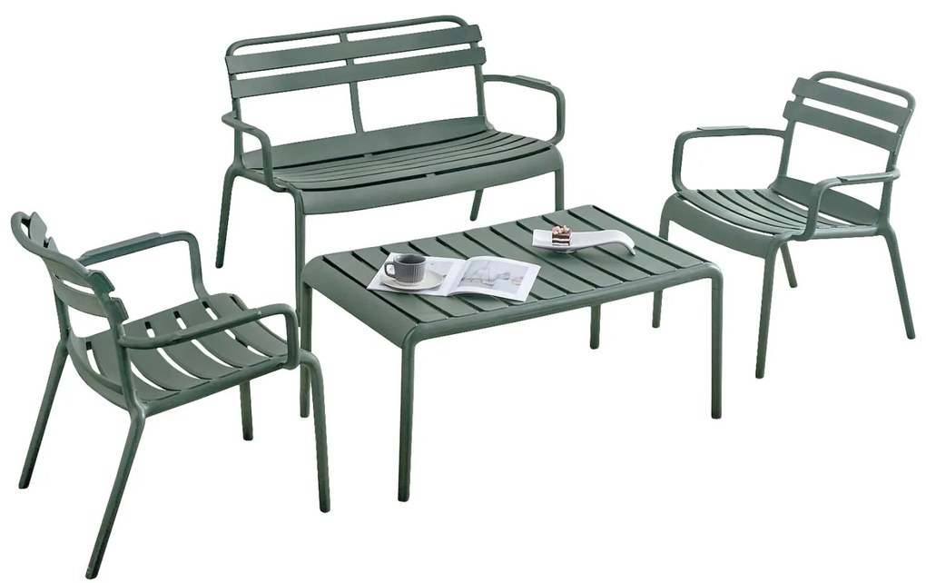 Σετ κήπου KORVER C21096.05 4 τμχ. Πολυπροπυλένιο Dark Olive Green 115x45x76 εκ.