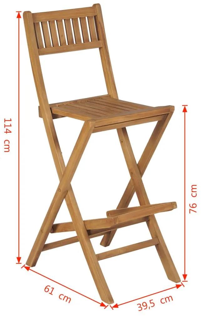Καρέκλες Μπαρ Εξωτερ. Χώρου Πτυσσόμενες 2 τεμ. Μασίφ Ξύλο Teak - Καφέ